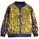 Kids Ribbed Cuffs Sequin Jacket Glitter Zipper Gradient Bomber Coat - AwwwCos