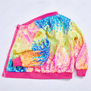 Kids Ribbed Cuffs Sequin Jacket Glitter Zipper Gradient Bomber Coat - AwwwCos
