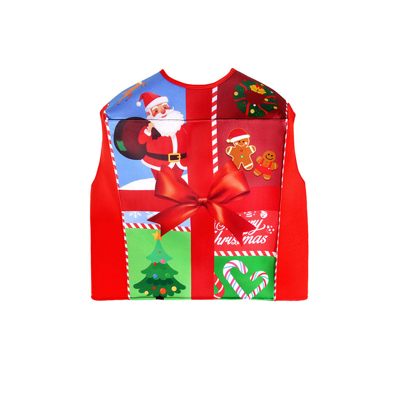 Kids Christmas Gift Box Cosplay Costume Printed Vest Red Jumpsuit