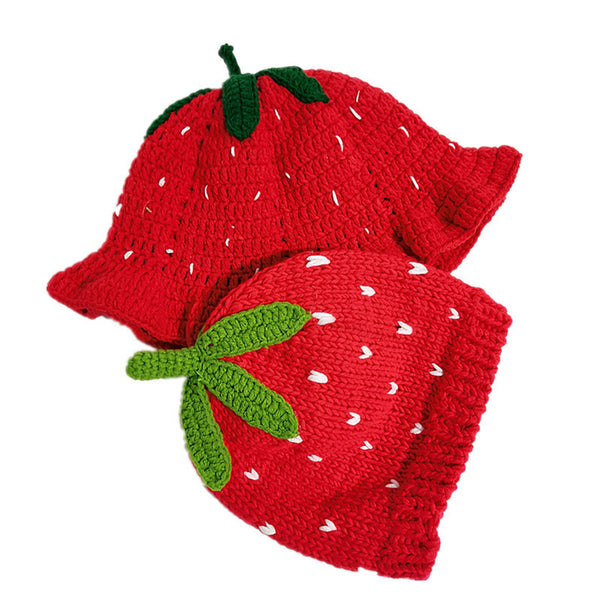 Knitted Crochet Hat Fruits Strawberries Oranges Handmade Cosplay Accessory - AwwwCos
