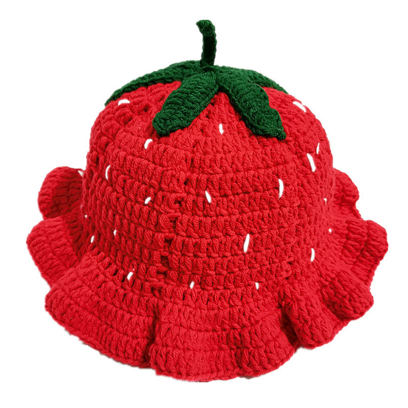 Knitted Crochet Hat Fruits Strawberries Oranges Handmade Cosplay Accessory - AwwwCos