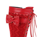 Lace Up Medieval Victorian Boots Cosplay Mid-Calf Boot with Ruffles - AwwwCos