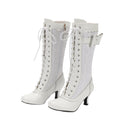 Lace Up Medieval Victorian Boots Cosplay Mid-Calf Boot with Ruffles - AwwwCos