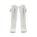 Lace Up Medieval Victorian Boots Cosplay Mid-Calf Boot with Ruffles - AwwwCos