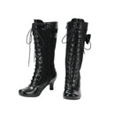 Lace Up Medieval Victorian Boots Cosplay Mid-Calf Boot with Ruffles - AwwwCos