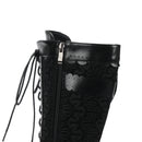 Lace Up Medieval Victorian Boots Cosplay Mid-Calf Boot with Ruffles - AwwwCos
