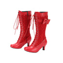 Lace Up Medieval Victorian Boots Cosplay Mid-Calf Boot with Ruffles - AwwwCos