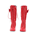 Lace Up Medieval Victorian Boots Cosplay Mid-Calf Boot with Ruffles - AwwwCos