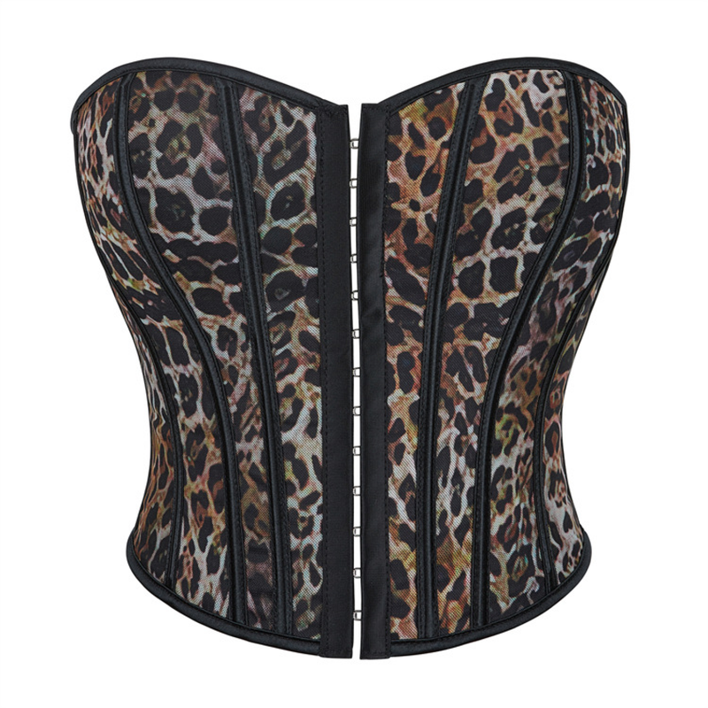 Leopard Print Single-breasted Corset Bracket Push-up Palace Bustier