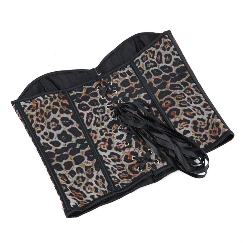 Leopard Print Single-breasted Corset Bracket Push-up Palace Bustier