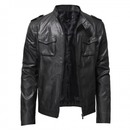 Lightweight Stand Collar Zipper Coat Motorcycle Faux Leather Short Jacket