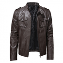Lightweight Stand Collar Zipper Coat Motorcycle Faux Leather Short Jacket