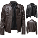 Lightweight Stand Collar Zipper Coat Motorcycle Faux Leather Short Jacket