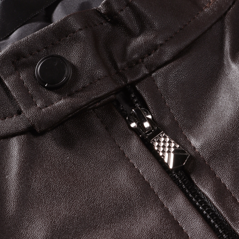 Lightweight Stand Collar Zipper Coat Motorcycle Faux Leather Short Jacket