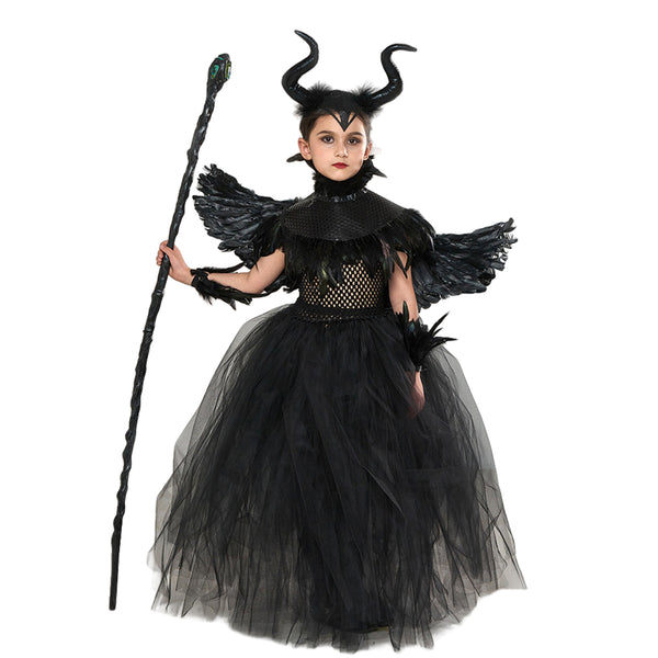 Little Witch Devil Handmade Knitted Dress Tutu Costume Wing