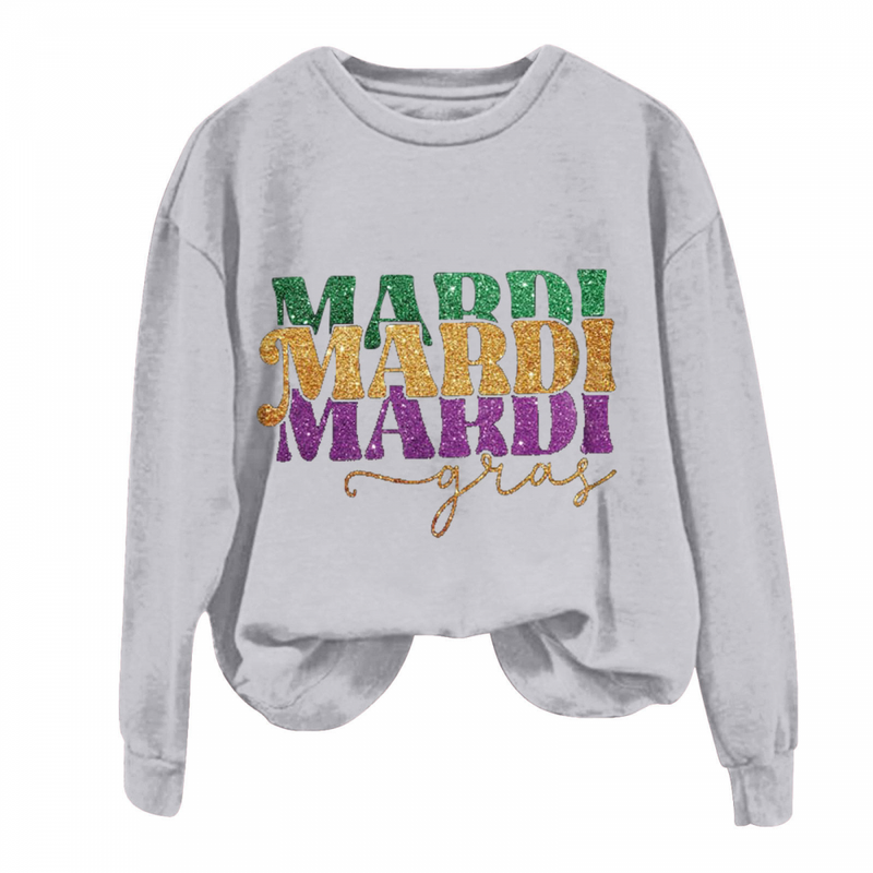 Long Sleeve Pullover Carnival Party Comfy Cute T-shirts Mardi Gras Sweatshirt - AwwwCos