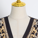 Luxury Palace French Style Women Small Suit Fashion V-neck Bead Printing Jacket - AwwwCos