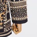 Luxury Palace French Style Women Small Suit Fashion V-neck Bead Printing Jacket - AwwwCos