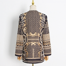 Luxury Palace French Style Women Small Suit Fashion V-neck Bead Printing Jacket - AwwwCos