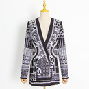 Luxury Palace French Style Women Small Suit Fashion V-neck Bead Printing Jacket - AwwwCos