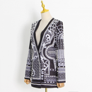 Luxury Palace French Style Women Small Suit Fashion V-neck Bead Printing Jacket - AwwwCos