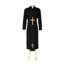 Male Clergy Cosplay Black Robe Priest Monk Wizard Exorcist Costume - AwwwCos