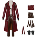 Male Game Dante Cosplay Costume Faux Leather Burgundy Trench - AwwwCos