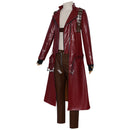 Male Game Dante Cosplay Costume Faux Leather Burgundy Trench - AwwwCos