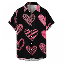 Male Hawaiian Blouse Valentines Party Aloha Button Down Holiday Shirt