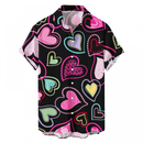 Male Hawaiian Blouse Valentines Party Aloha Button Down Holiday Shirt
