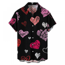 Male Hawaiian Blouse Valentines Party Aloha Button Down Holiday Shirt