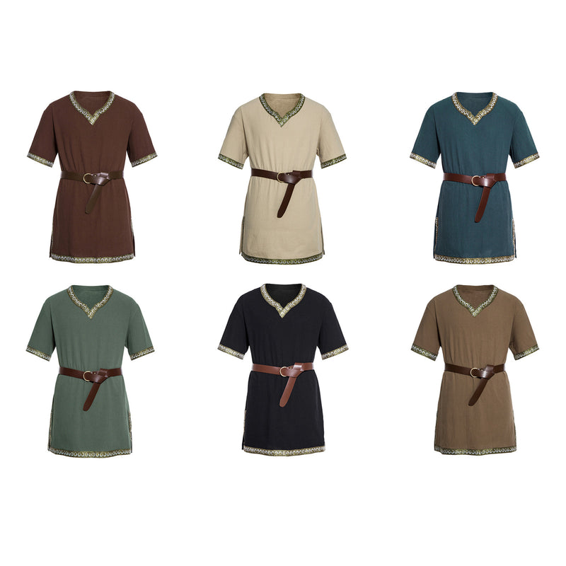 Male Medieval Renaissance Pirate Viking Tunic Cosplay Warrior Shirts