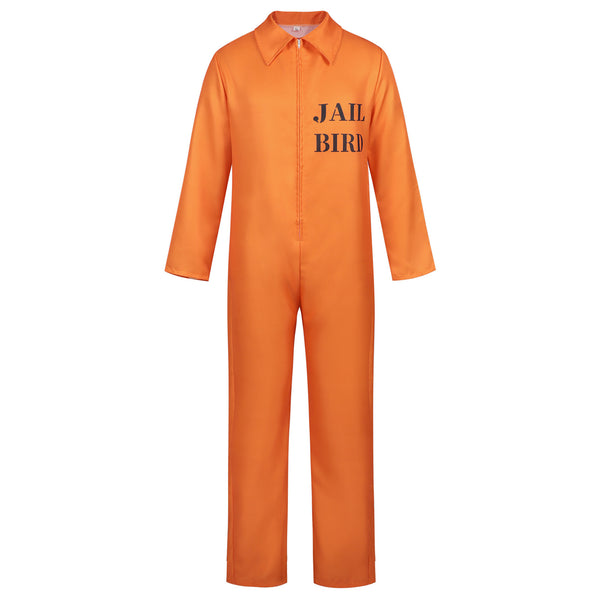 Male Prisoner Cosplay Costume Jail Criminal Jumpsuit Orange Work Coveralls - AwwwCos