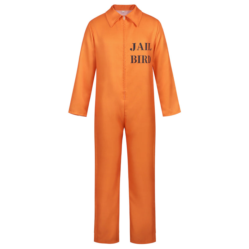Male Prisoner Cosplay Costume Jail Criminal Jumpsuit Orange Work Coveralls - AwwwCos