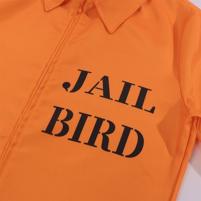 Male Prisoner Cosplay Costume Jail Criminal Jumpsuit Orange Work Coveralls - AwwwCos