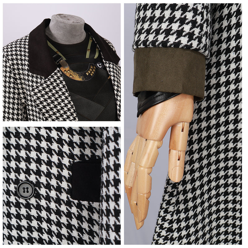 Male TV Series Loki Sylvie Cosplay Costume Houndstooth Trench - AwwwCos