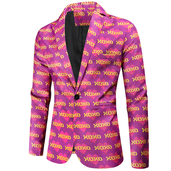 Male Tuxedo Jacket for Valentine's Day Sweet Heart Printed Jacket