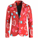 Male Tuxedo Jacket for Valentine's Day Sweet Heart Printed Jacket - AwwwCos