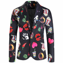Male Tuxedo Jacket for Valentine's Day Sweet Heart Printed Jacket - AwwwCos