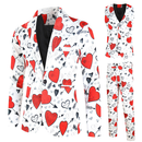 Male Valentine's Day Slim Fit Suit 3 Piece One Button Printed Uniform - AwwwCos
