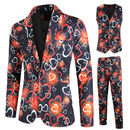 Male Valentine's Day Slim Fit Suit 3 Piece One Button Printed Uniform - AwwwCos