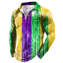 Men Mardi Gras Bowling Shirts Funny 1950s Hawaiian Vintage Tops