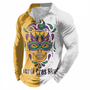 Mardi Gras Long Sleeve Bowling Shirts Funny 1950s Hawaiian Vintage Tops - AwwwCos