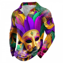 Mardi Gras Long Sleeve Bowling Shirts Funny 1950s Hawaiian Vintage Tops - AwwwCos