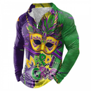 Mardi Gras Long Sleeve Bowling Shirts Funny 1950s Hawaiian Vintage Tops - AwwwCos