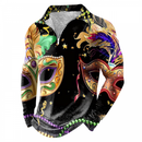 Mardi Gras Long Sleeve Bowling Shirts Funny 1950s Hawaiian Vintage Tops - AwwwCos