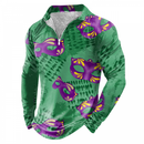 Mardi Gras Long Sleeve Bowling Shirts Funny 1950s Hawaiian Vintage Tops - AwwwCos