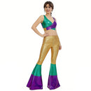 Mardi Gras Sequin Two-Piece Flash Bling Bling Vest Pants Women Costume