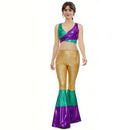Mardi Gras Sequin Two-Piece Flash Bling Bling Vest Pants Women Costume