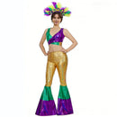 Mardi Gras Sequin Two-Piece Flash Bling Bling Vest Pants Women Costume